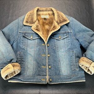 Marvin Richards Faux Fur Lined Denim Jacket M – Sherpa Collar Western Style